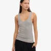 Camiseta de tirantes de punto elástico orgánica para mujer - Gris jaspeado