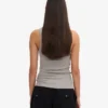 Camiseta de tirantes de punto elástico orgánica para mujer - Gris jaspeado
