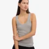 Camiseta de tirantes de punto elástico orgánica para mujer - Gris jaspeado