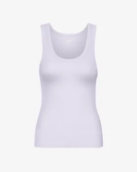 Camiseta de tirantes de punto elástico orgánica para mujer - Lavanda suave