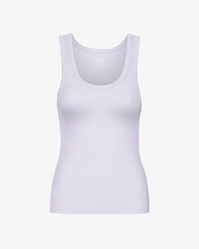 Camiseta de tirantes de punto elástico orgánica para mujer - Lavanda suave