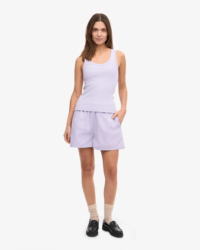Camiseta de tirantes de punto elástico orgánica para mujer - Lavanda suave