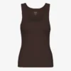 Camiseta de tirantes de punto elástico orgánica para mujer - Marrón café