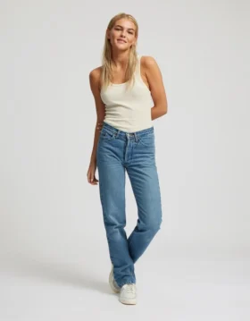 Camiseta de tirantes de punto elástico orgánica para mujer – Marrón café