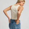 Camiseta de tirantes de punto elástico orgánica para mujer - Marrón café