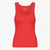 Camiseta de tirantes de punto elástico orgánica para mujer - Rojo mandarina