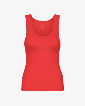 Camiseta de tirantes de punto elástico orgánica para mujer - Rojo mandarina