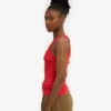 Camiseta de tirantes de punto elástico orgánica para mujer - Rojo mandarina