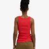 Camiseta de tirantes de punto elástico orgánica para mujer - Rojo mandarina