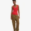 Camiseta de tirantes de punto elástico orgánica para mujer - Rojo mandarina