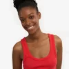 Camiseta de tirantes de punto elástico orgánica para mujer - Rojo mandarina