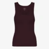 Camiseta de tirantes de punto elástico orgánica para mujer - Rojo sangre