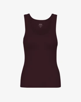 Camiseta de tirantes de punto elástico orgánica para mujer - Rojo sangre