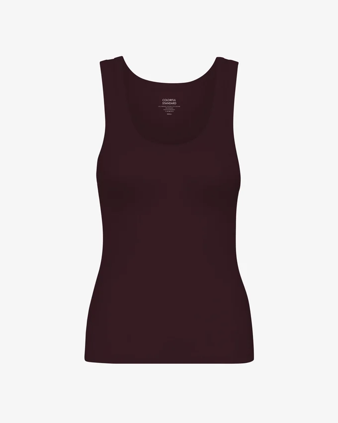 Camiseta de tirantes de punto elástico orgánica para mujer - Rojo sangre