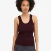 Camiseta de tirantes de punto elástico orgánica para mujer - Rojo sangre