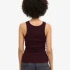 Camiseta de tirantes de punto elástico orgánica para mujer - Rojo sangre