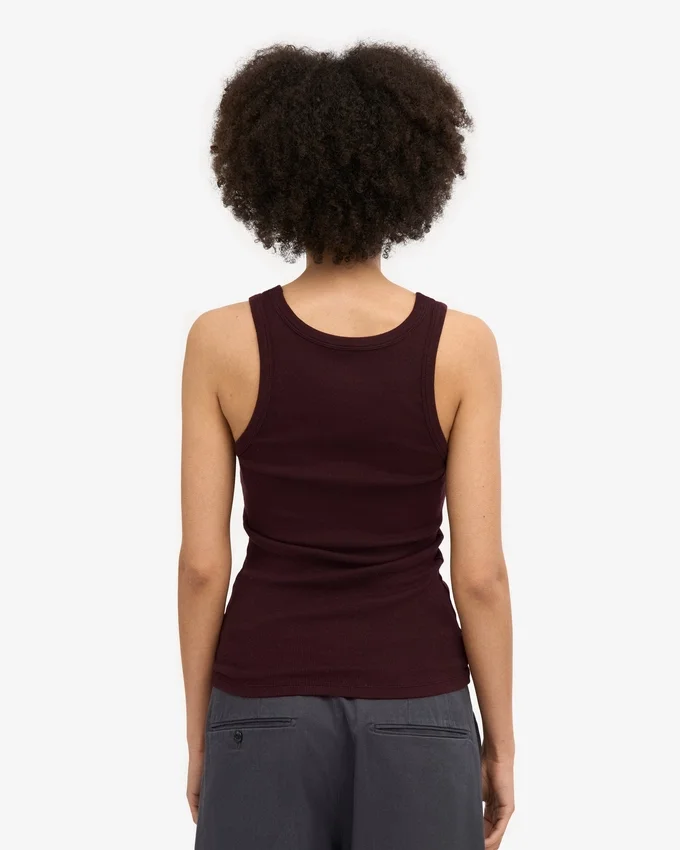 Camiseta de tirantes de punto elástico orgánica para mujer - Rojo sangre