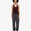 Camiseta de tirantes de punto elástico orgánica para mujer - Rojo sangre