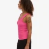 Camiseta de tirantes de punto elástico orgánica para mujer - Rosa chicle
