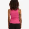 Camiseta de tirantes de punto elástico orgánica para mujer - Rosa chicle