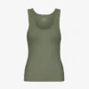 Camiseta de tirantes de punto elástico orgánica para mujer - Verde oliva apagado