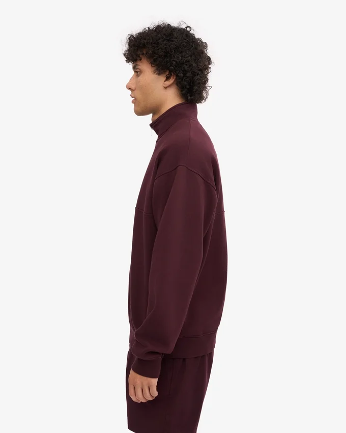 Camiseta orgánica con jerséu de media cremallera - Rojo sangre