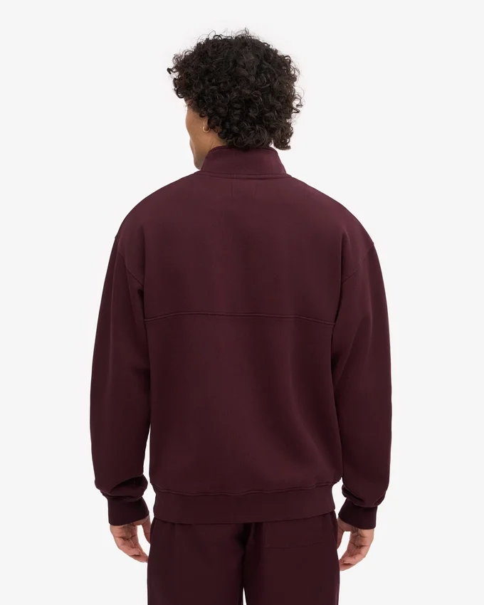 Camiseta orgánica con jerséu de media cremallera - Rojo sangre