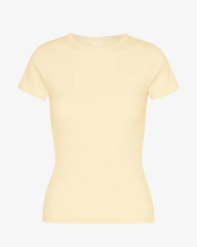 Camiseta orgánica de canalé - Amarillo suave
