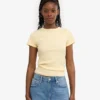 Camiseta orgánica de canalé - Amarillo suave