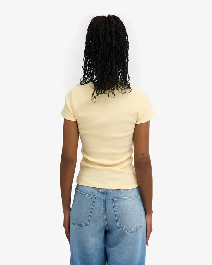Camiseta orgánica de canalé - Amarillo suave