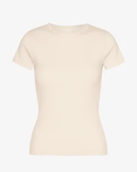Camiseta orgánica de canalé - Blanco marfil