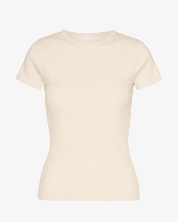 Camiseta orgánica de canalé - Blanco marfil