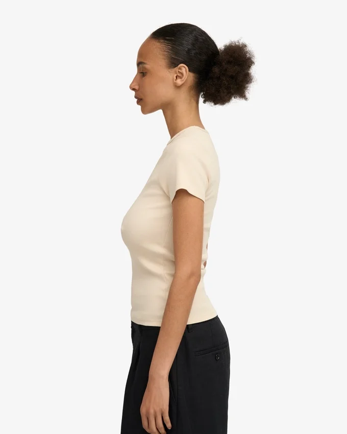 Camiseta orgánica de canalé - Blanco marfil