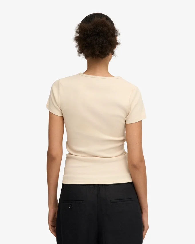 Camiseta orgánica de canalé - Blanco marfil