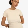 Camiseta orgánica de canalé - Blanco marfil