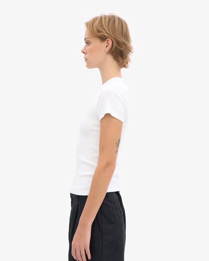 Camiseta orgánica de canalé - Blanco óptico