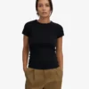 Camiseta orgánica de canalé - Negro intenso