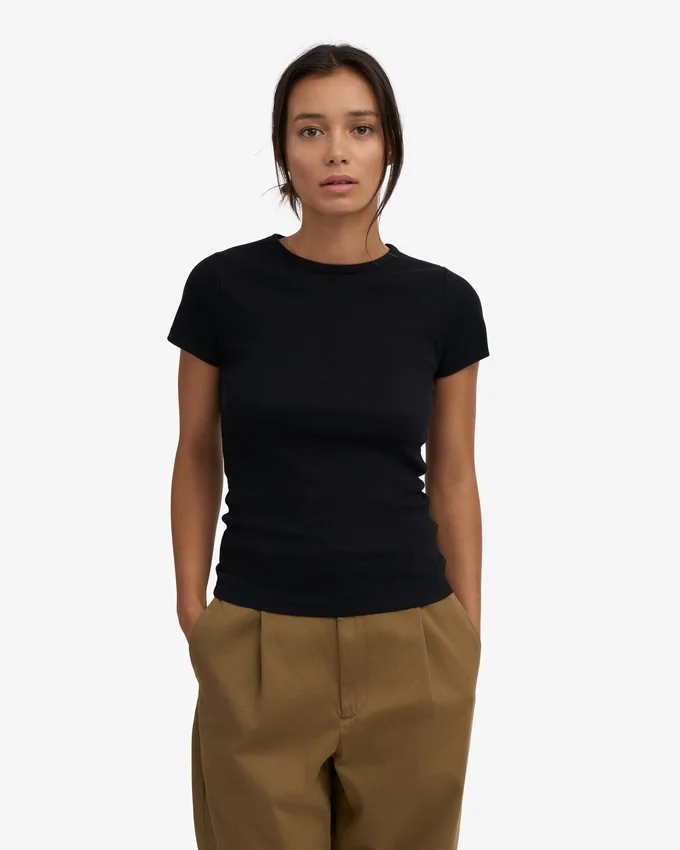 Camiseta orgánica de canalé - Negro intenso
