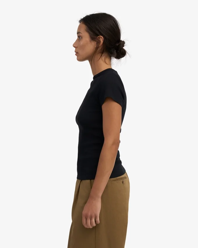 Camiseta orgánica de canalé - Negro intenso