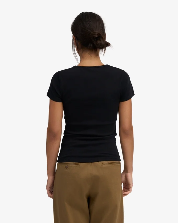 Camiseta orgánica de canalé - Negro intenso