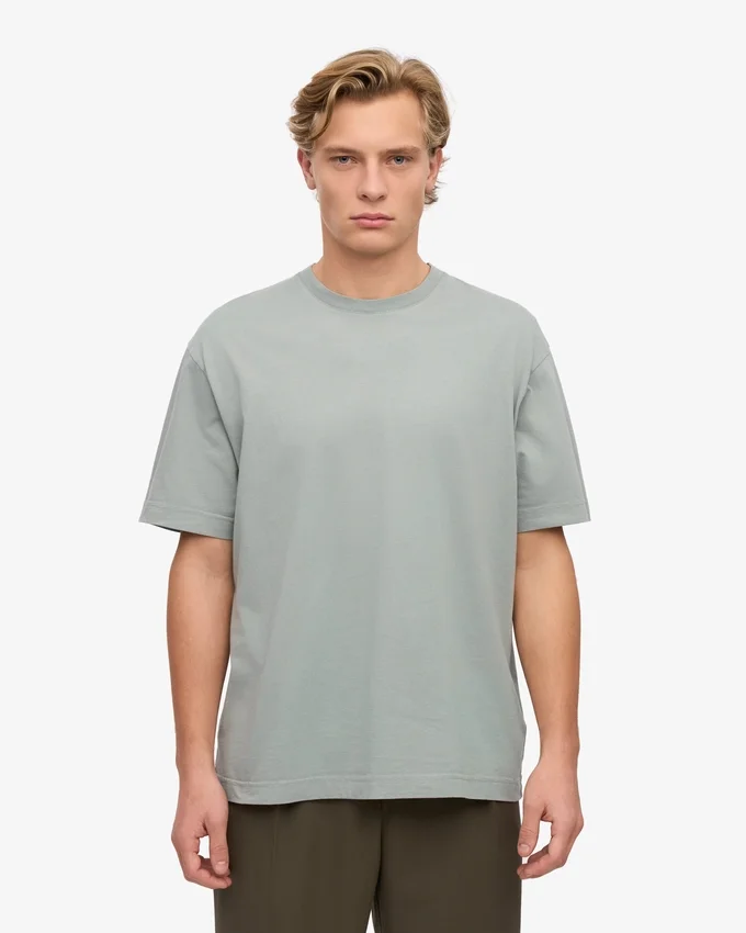 Camiseta orgánica de corte holgado - Azul acero