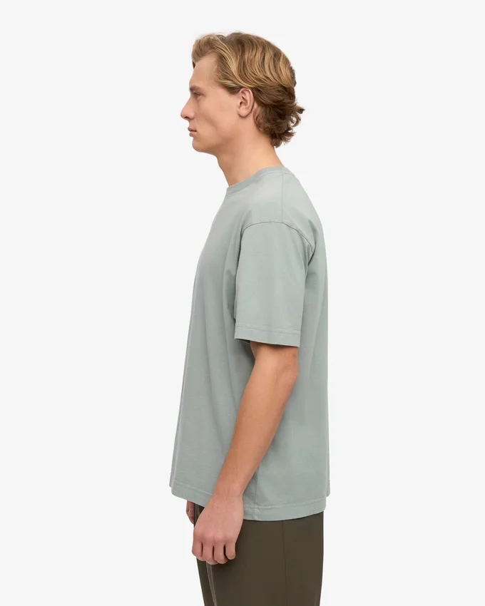 Camiseta orgánica de corte holgado - Azul acero