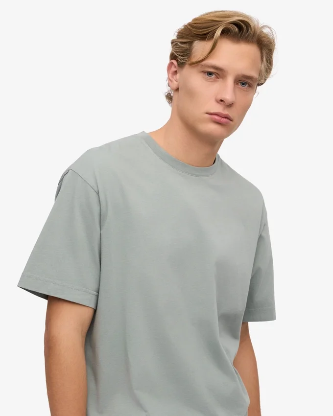 Camiseta orgánica de corte holgado - Azul acero