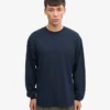 Camiseta orgánica de manga larga oversize - Azul marino