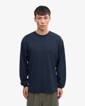 Camiseta orgánica de manga larga oversize – Azul marino