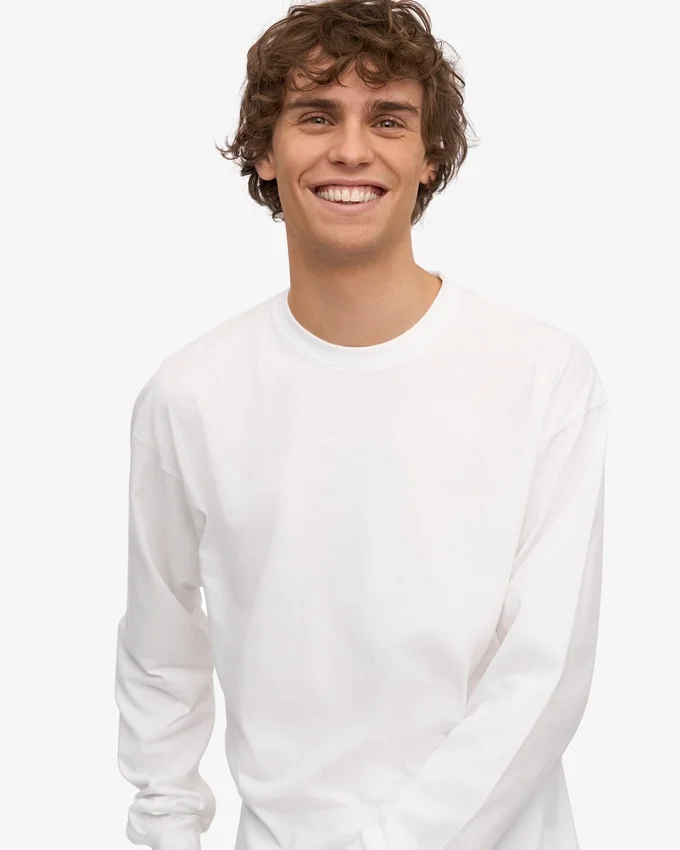 Camiseta orgánica de manga larga oversize - Blanco óptico