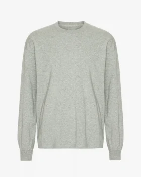 Camiseta orgánica de manga larga oversize - Gris jaspeado