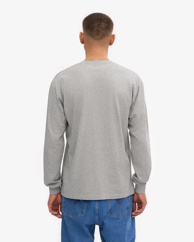 Camiseta orgánica de manga larga oversize - Gris jaspeado
