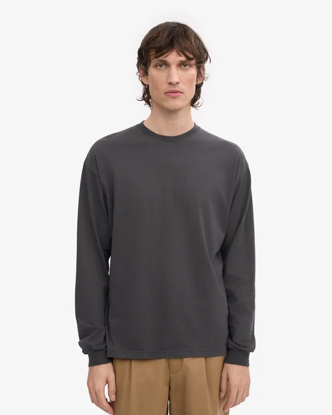 Camiseta orgánica de manga larga oversize - Gris lava