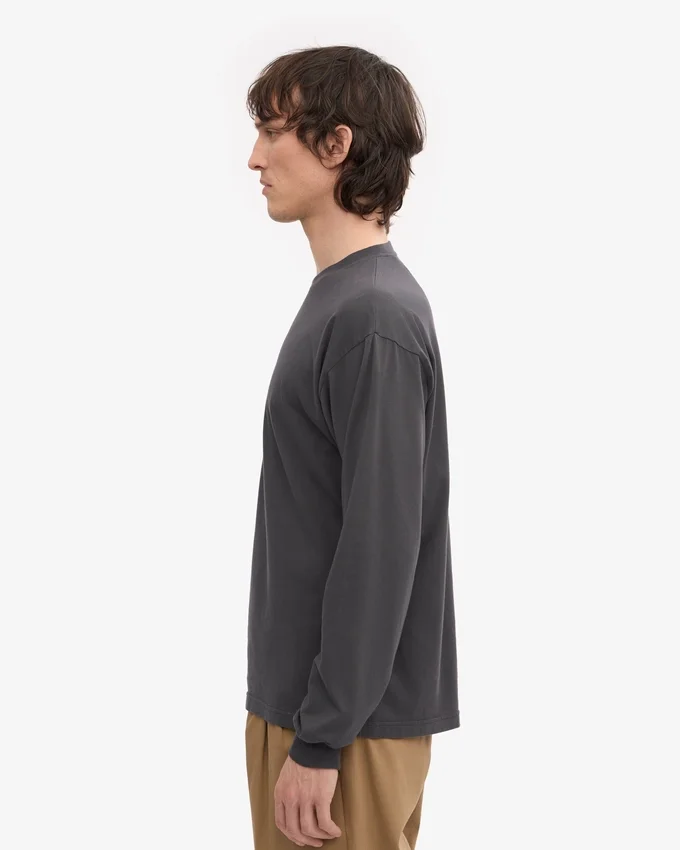 Camiseta orgánica de manga larga oversize - Gris lava
